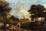 ZAIS, Giuseppe Landscape with Shepherds and Fishermen oil on canvas